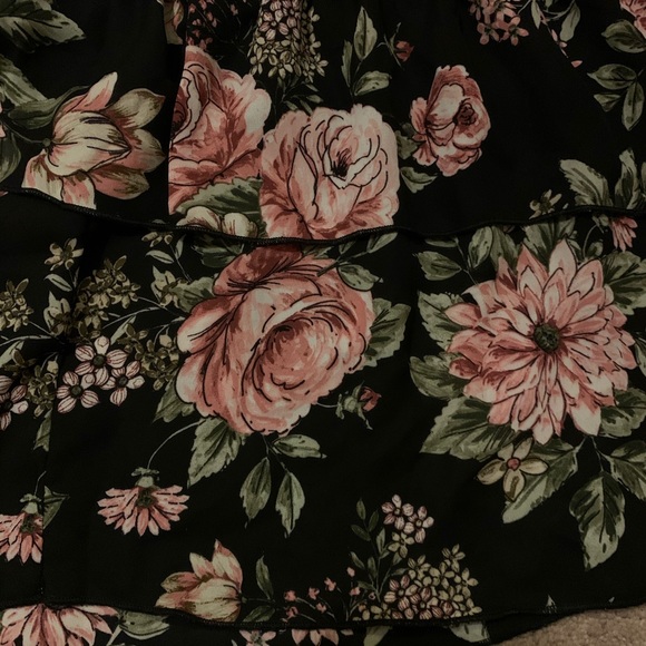 Floral Shoulders Off Black Blouse - Picture 3 of 3